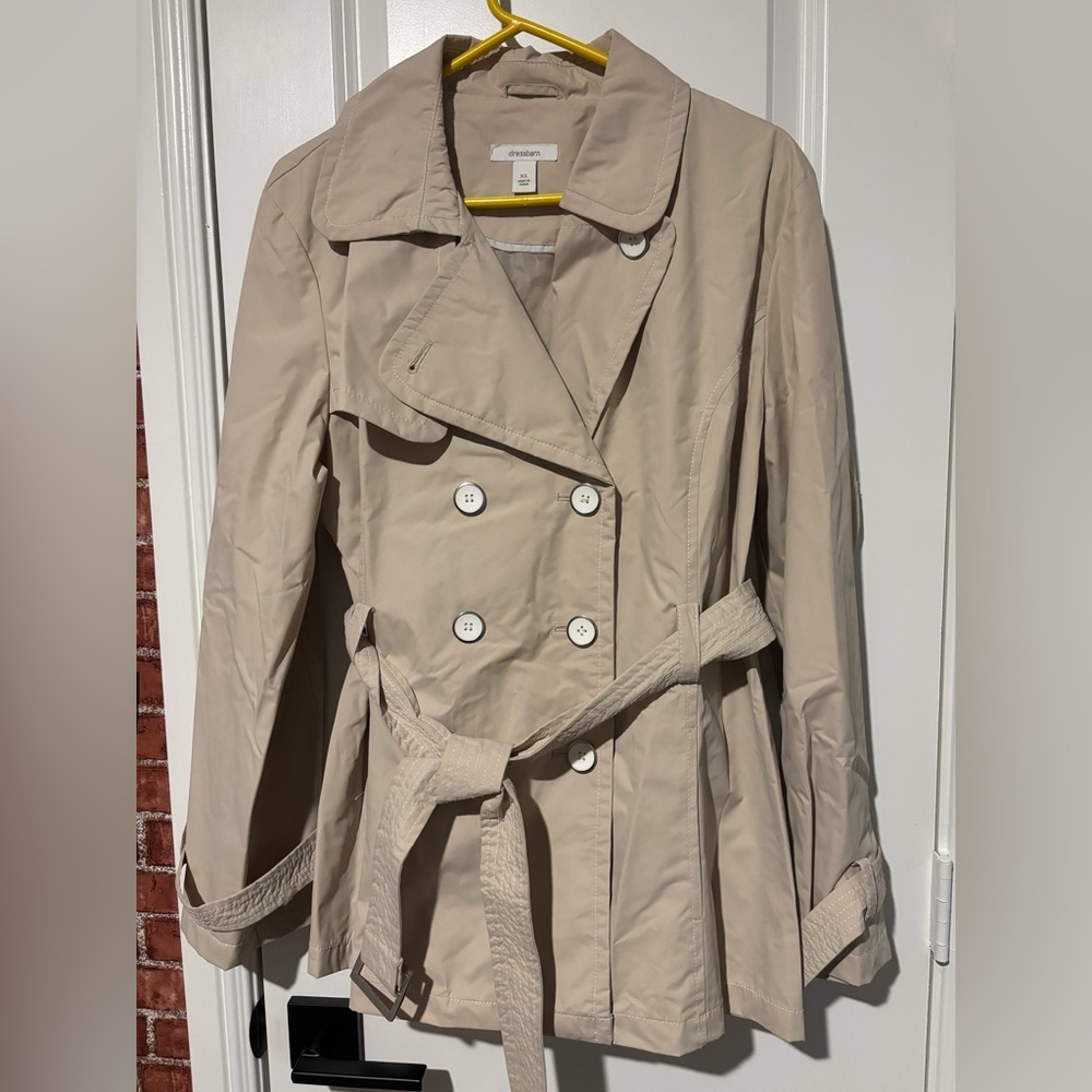 Dress Barn Beige Double-Breasted Trench Style Coat